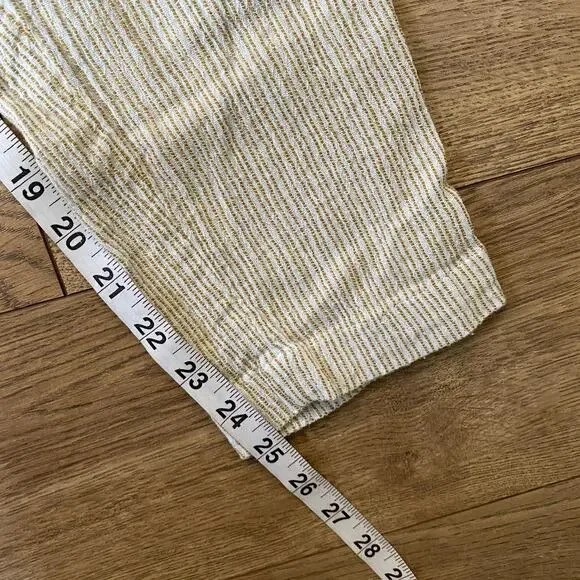 Free People See You Again Smocked Pull on Pants M Cream Striped - Picture 9 of 9